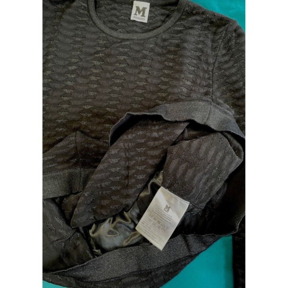 VALENTINO MISSONI BLACK  OPEN STYLE KNIT‎ SHIFT MINI DRESS LONG SLEEVE EU 42 - Picture 10 of 11